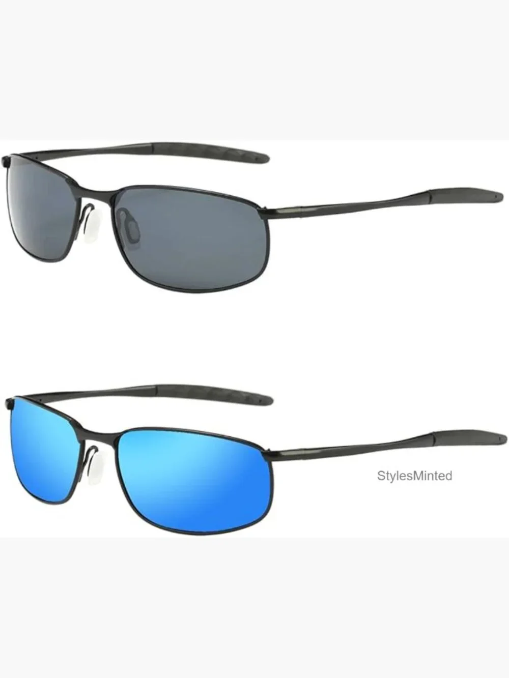 Polarized Wrap Sunglasses for Men, Metal Frame, UV Protection, Fishing Driving